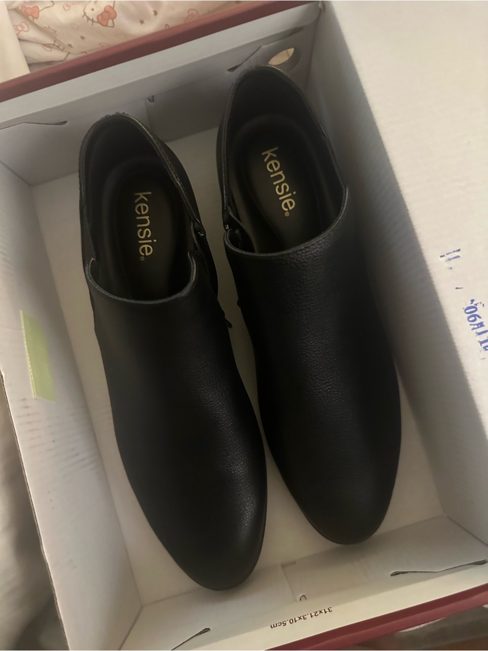 Kensie Black Faux-Leather Slip-On Ankle Booties